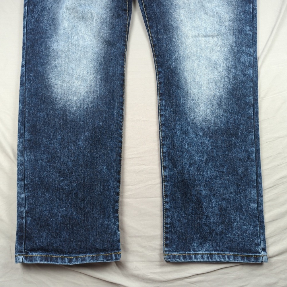 Southpole‎ Jeans Mens 46 Blue Baggy Skater Wide Leg Streetwear Faded Acid Wash - Picture 3 of 16